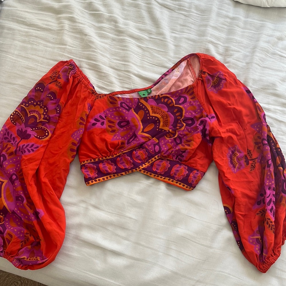 FARM Rio Red and Purple Floral Top